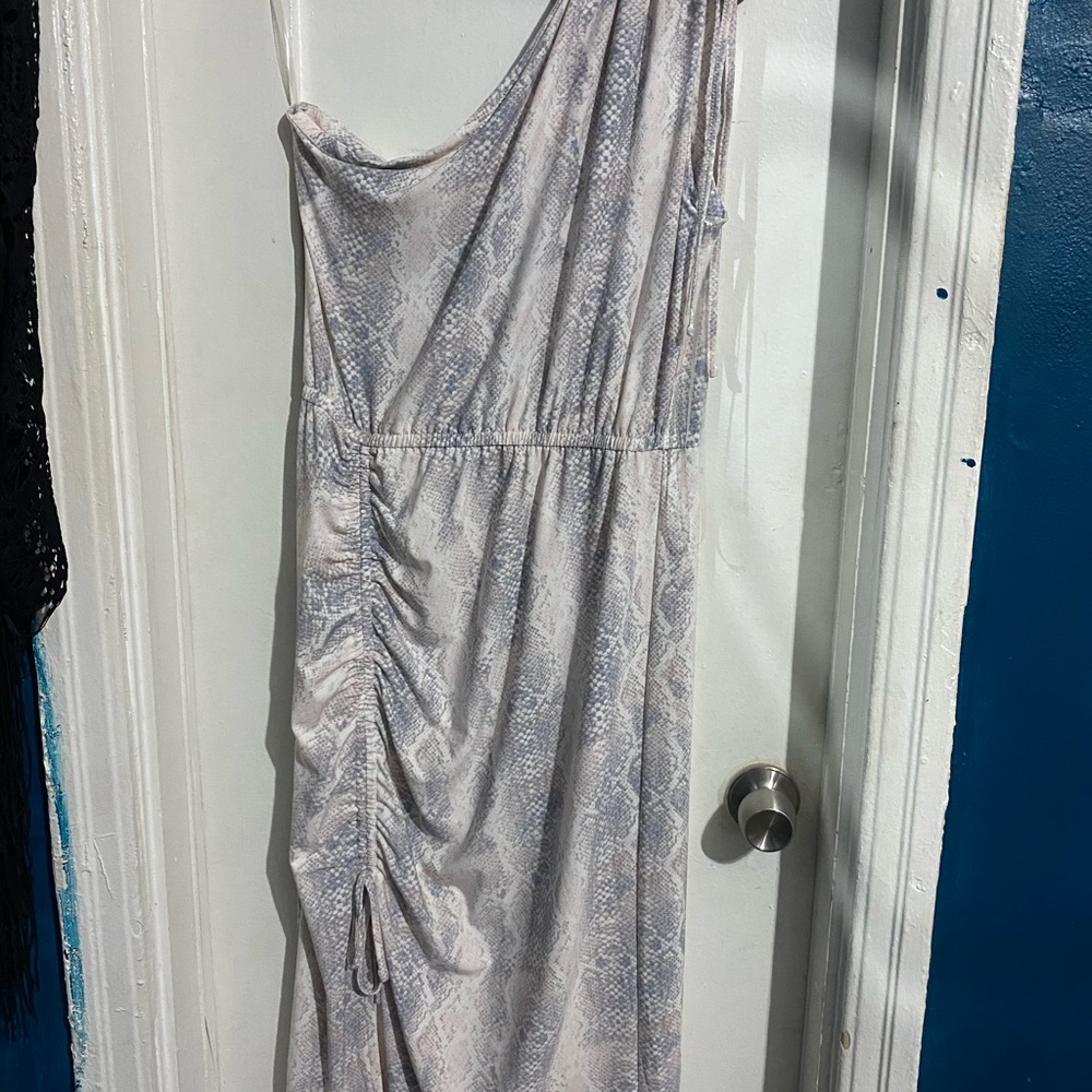 Elegant One-Shoulder Snake Print Dress
